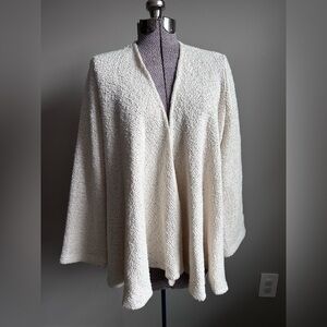 Wool cotton blend Hilana Equador knit Elegant Cream Women's cardigan sweater